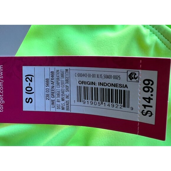 Xhilaration Juniors' High Leg Scoop Bikini Bottom Neon Lime Green Small - Picture 6 of 6